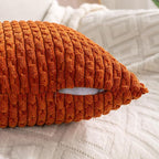 Set of 4 Burnt Orange Decorative Throw Pillow Covers 12x20 Inch Corduroy Pillow - Image 4