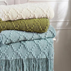 BOURINA Olive Throw Blanket 50 x70 Inches Jacquard Argyle Throw Textured Solid - Image 6