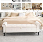 Storage Bench for Bedroom, Velvet 67" End of Bed Bench, King Size Bench - Image 7