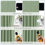 Light Sage 100% Blackout Linen Curtains 120 Inch Length 2 Panels Set - Image 5