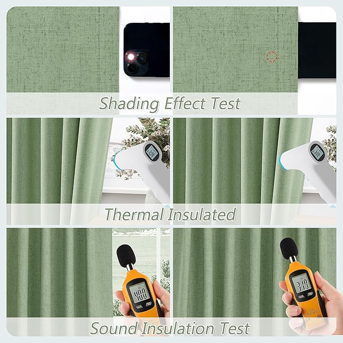 100% Blackout Linen Curtains 84 Inch Length 2 Panels Set - Image 5