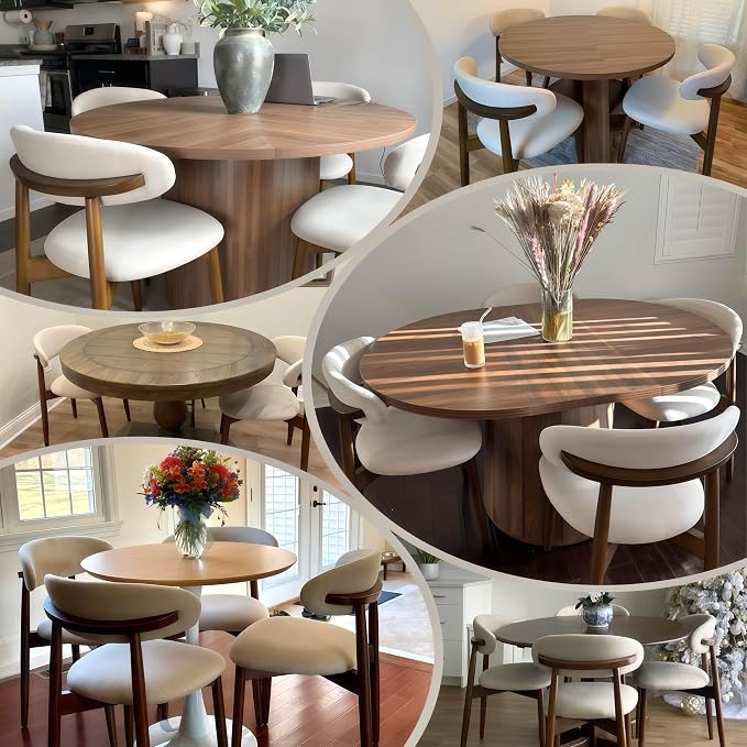 COLAMY Wooden Dining Chairs Set of 2, Modern Fabric Upholstered Kitchen Side - Image 3