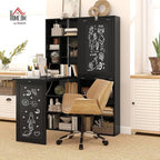 HOMCOM Foldable Convertible Writing Table, Wall Mounted Space-Saving Computer - Image 2