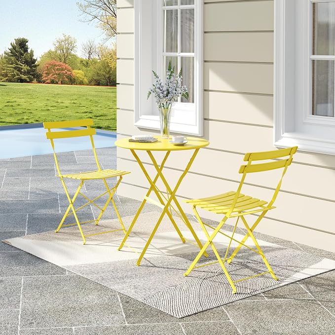 GarveeLife 3 Piece Outdoor Bistro Set, Metal Patio Furniture Set - Image 5