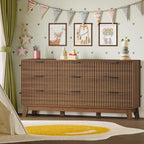 BORNOON 63" Long Dresser for Bedroom, 9-Drawer Fluted Dresser, Extra-Wide Wood - Image 6