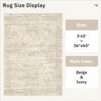 Soalmost 3x5 Rugs Non-Slip, Small Washable Kitchen Entryway Area Rug Beige | - Image 3