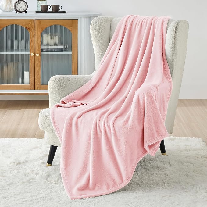 Bedsure GentleSoft Pink Fleece Throw Blanket - Image 3