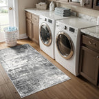 Abstract 2x4 Entryway Area Rugs: Washable Water Resistant Kitchen Rug Non-Slip - Image 5