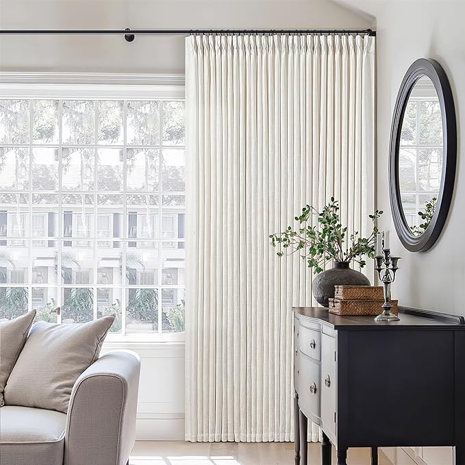 Natural Pinch Pleated Linen 96 Inch Curtains 100 Inch Width | Memory Trained by Twodrapes