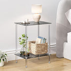 Tempered Glass Side Tables Set of 2 Acrylic End Table - Image 2