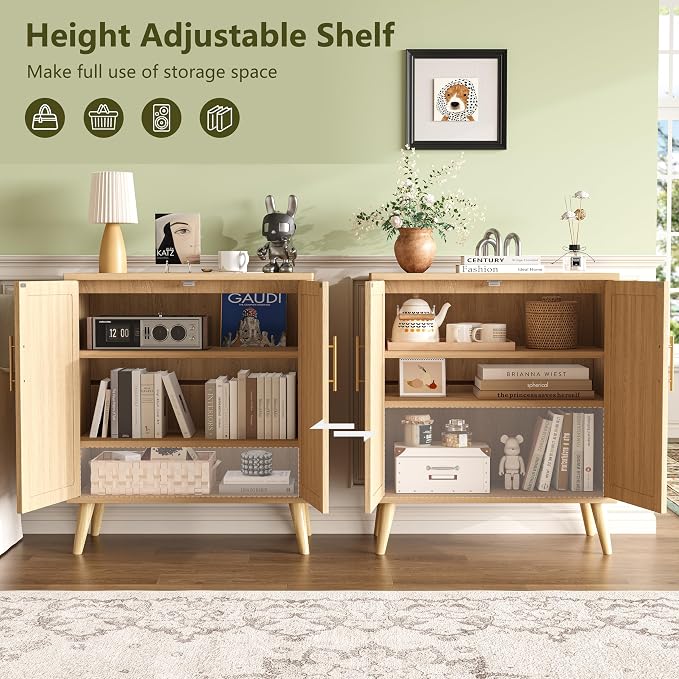 15.7"D Rattan Buffet Sideboard Cabinet - Image 4