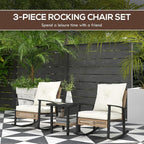 Outsunny 3 Pieces Rocking Wicker Outdoor Bistro Set, Rattan Patio Furniture Set - Image 2