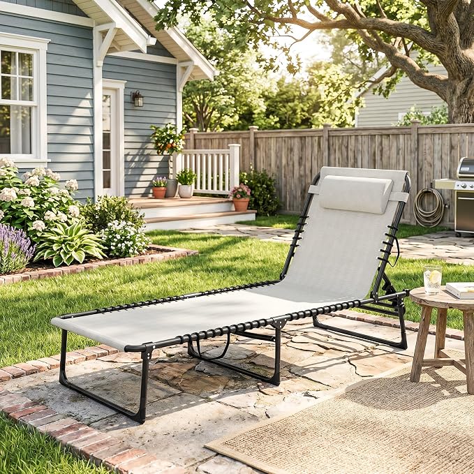 Outsunny Folding Chaise Lounge Chair, Patio Sun Tanning Chair, Outdoor Chaise - Image 10