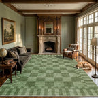 GarveeHome Moss Green Checkered Rug 5x7 Area Rug Washable Geometric 5x7 Rug | by GarveeHome