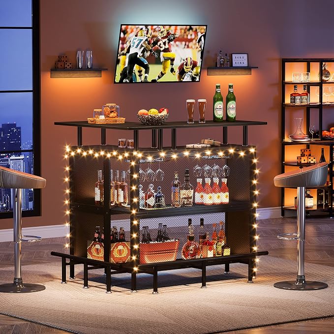 LITTLE TREE Home Bar Unit Mini Liquor Table Cabinet - Image 4