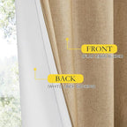 NICETOWN Camel High-End Thermal Flax Linen Curtains, Full Blackout Privacy - Image 5