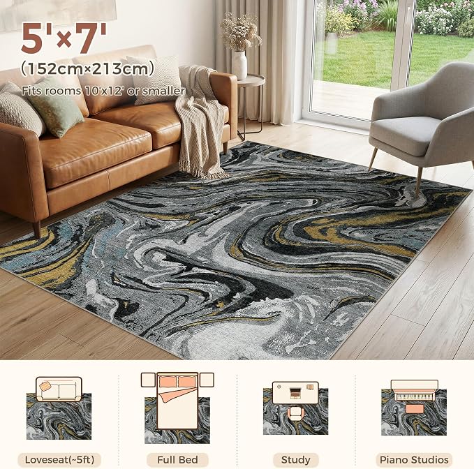 DMOYEST 5x7 Area Rug for Living Room - Image 3