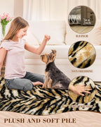 Tiger Print Rug, Animal Rug 5.2x7 Faux Animal Print Tiger Area Rug - Image 4