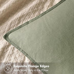 MIULEE Decorative Linen Euro Sham Pillow Covers 22x22 Inch Sage Green | Boho - Image 2