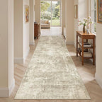 Soalmost Runner Rug 2'6"x8' Kitchen Hallway Runners Abstract Beige/Gray | - Image 2