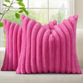 decorUhome Fall Faux Fur Throw Pillow Covers 26x26 Set of 2 Hot Pink | by decorUhome