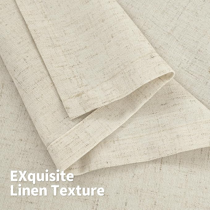YoungsTex 90 Inch Length Beige Linen Curtains 2 Panels - Image 6