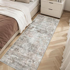 Soalmost Abstratc Runner Rug 2x6 Kitchen Hallway Runners Pink/Grey | Low-Pile - Image 3