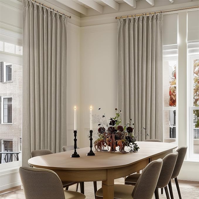 Burlywood Birch Taupe Pinch Pleated Linen W60xL102 Inch Curtains | - Image 5