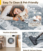 RELEANY Washable Area Rug, Round 8ft, Water Repellent, Pet Friendly, Vintage - Image 5