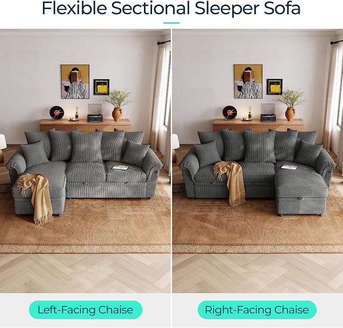 LINSY HOME 90.5'' Sectional Sleeper Sofa - Image 3