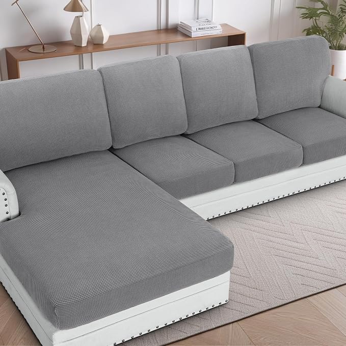 H.VERSAILTEX Sectional Couch Covers 4 Pieces Sofa Seat Cushion Covers L Shape by HVERSAILTEX