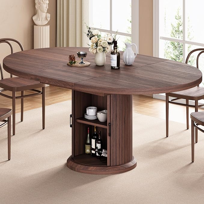 Jocoevol 47″–63″ Extendable Round Dining Table by JOCOEVOL