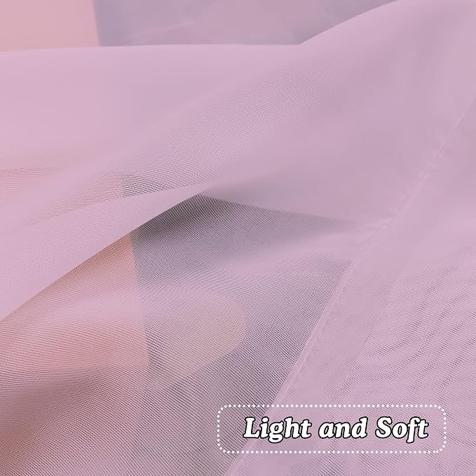 Light Pink Sheer Curtains 45 Inches Long 2 Panels, Light Filtering Sheer Pink - Image 2