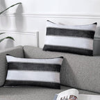 AmHoo Pack of 2 Farmhouse Stripe Check Throw Pillow Covers Set Case Cotton by AmHootextile