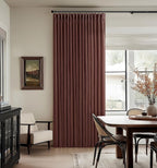 108 Inch Chestnut Brown Linen Pleated Light Filtering Curtains - Image 8