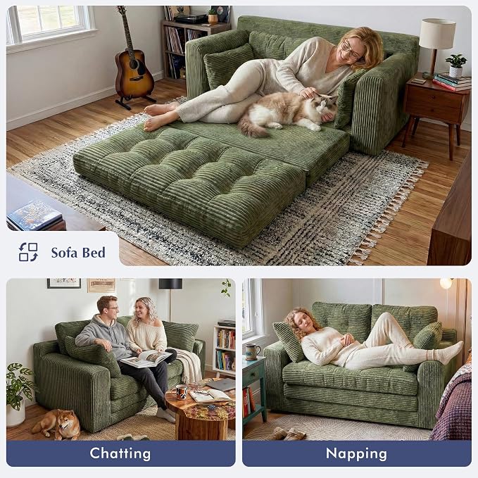 Homkdom Convertible Loveseat Sleeper, Space-Saving Folding Sofa Bed - Image 4