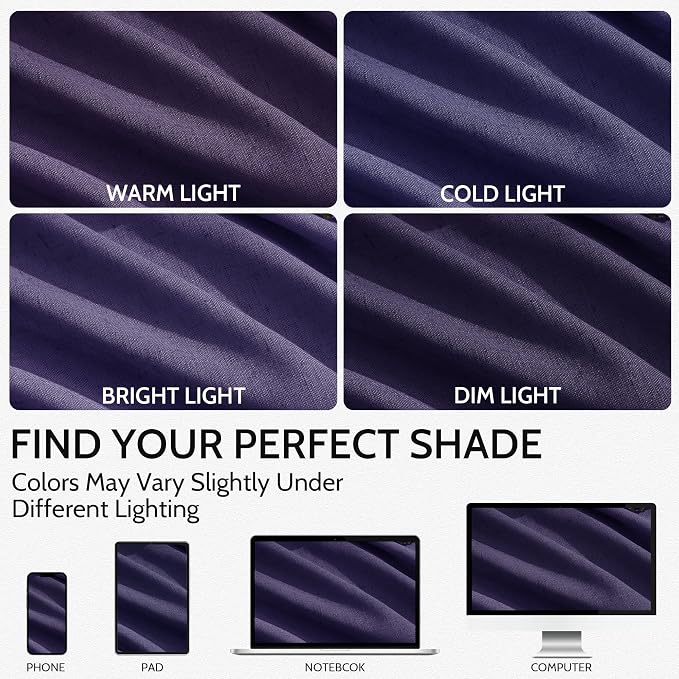 Extra Long Curtain Purple Morden Linen Blend Light Filtering Back Tab Curtains - Image 4