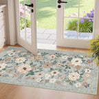 DUKINO 2x4 Entryway Rug, Floral Washable Kitchen Rugs Non Slip, Sage Green | by DUKINO