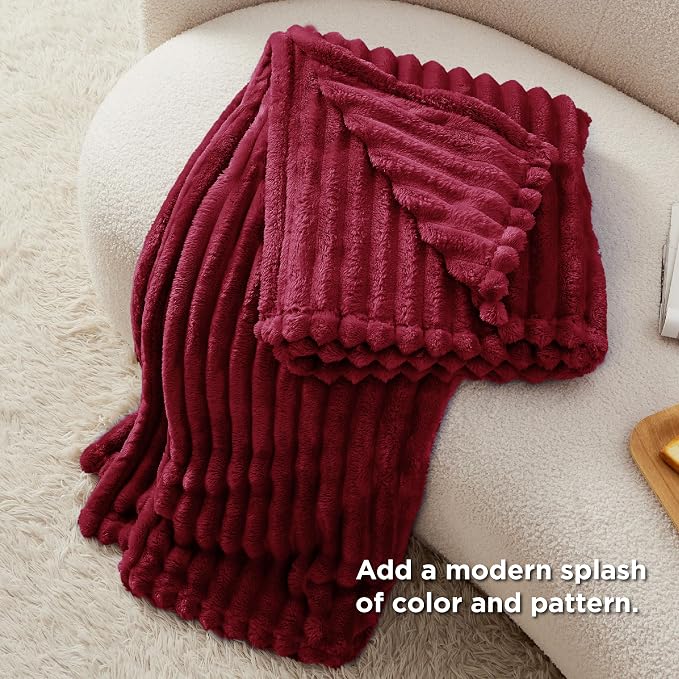 Bedsure Soft Throw Blanket for Couch Decor Gifts Deep Red 50"x60" | Birthday - Image 5