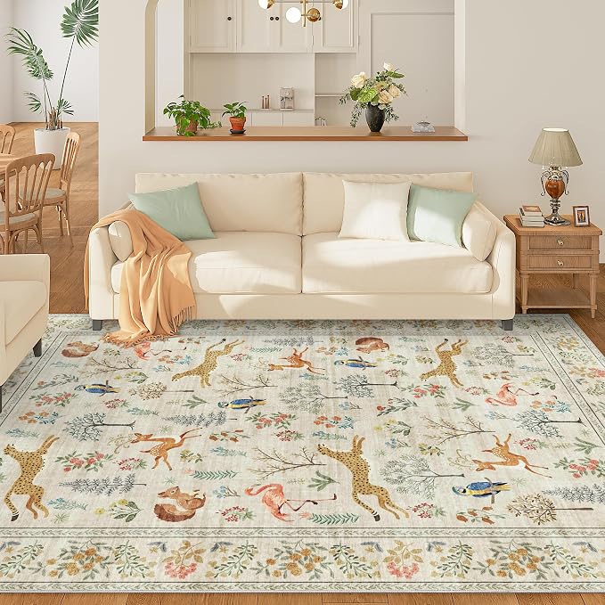 DUKINO 8x10 Area Rugs, Washable Soft Animal Bedroom Rug Non Slip, Low Pile - Image 3
