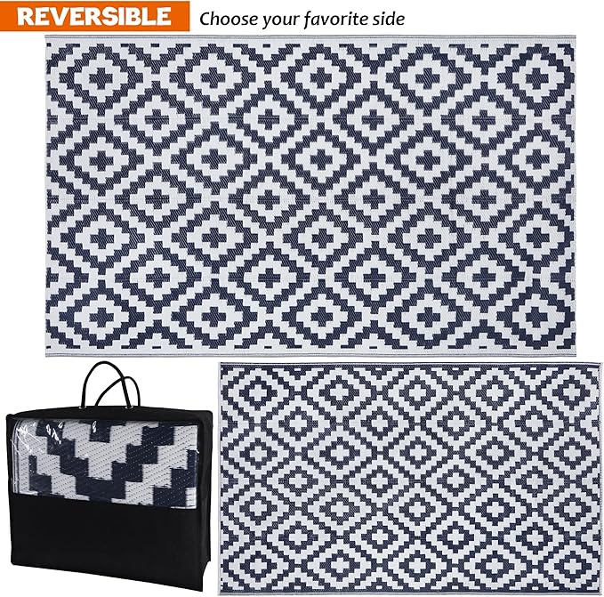 SAND MINE Reversible Mats, Plastic Straw Rug, Modern Area Rug, Large Floor Mat - Image 4