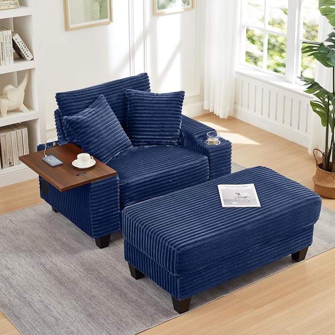 KEIKI Corduroy Storage Armrest Sofa, Single Versatile Seat - Image 4