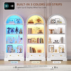 Arched Display Cabinet with Glass Doors, 4-Tier Display Case - Image 4