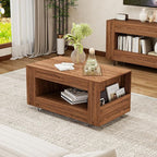 39" Wood Coffee Table for Living Room, Sides Storage by Unknown