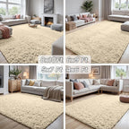 2x6 Fluffy Shag Area Rugs for Living Room Bedroom: Soft Plush Carpet Beige | - Image 7