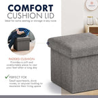 Ornavo Home Small Storage Ottoman Foldable Collapsible Cube Square Linen - Image 6