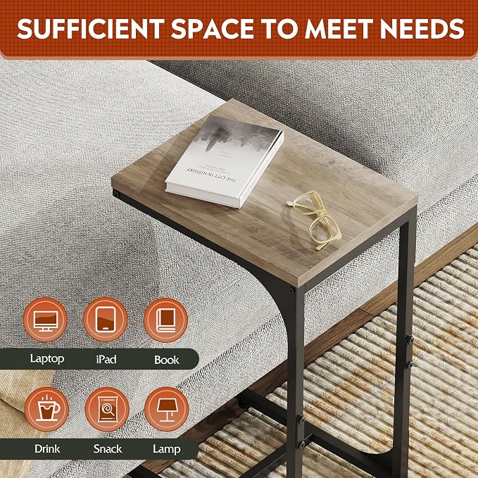 WLIVE C Shaped End Table, Small Couch Side Tables - Image 5