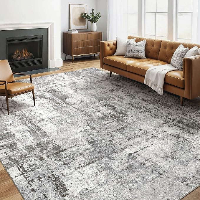 LOONGRUG 6x8 Area Rug Washable Neutral Modern Living Room Rugs Grey Black | by LOONGRUG