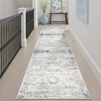 Soalmost Runner Rug 2x8 Washable Hallway Kitchen Runners Blue/Ivory | Non-Slip - Image 2