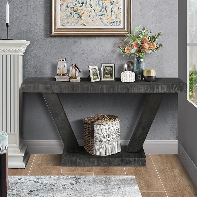 60" Wood Console Table for Entryway Bench by HanStrong